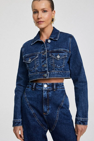 SHORT JEANS JACKET WITH FRONT POCKETS