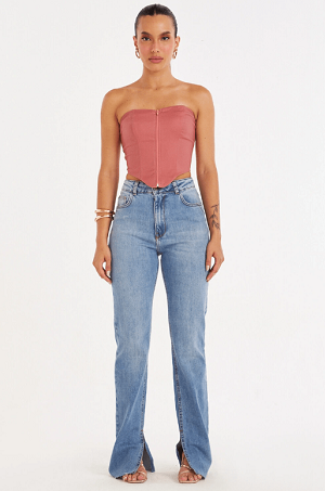 CROPPED STRIPES WITH FRONT ZIPPER