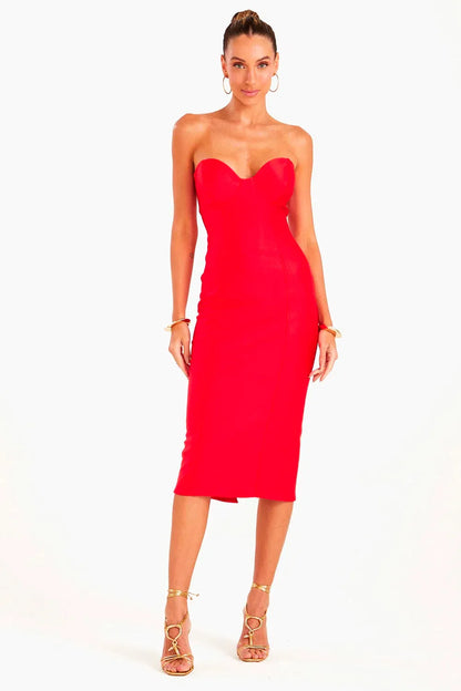 Opulent Brazilian Daphne Midi Strapless Sculpt Dress