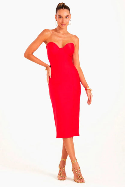 Opulent Brazilian Daphne Midi Strapless Sculpt Dress